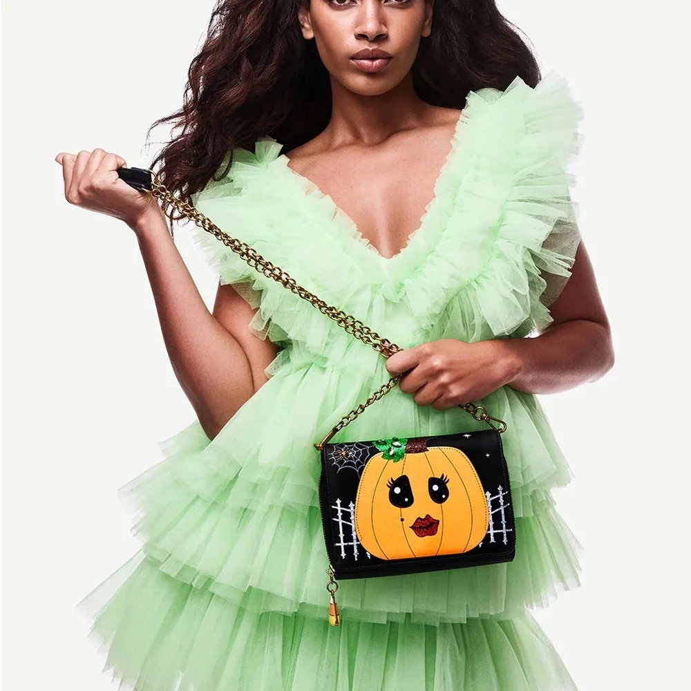 Halloween Pumpkin Face Crossbody Bag - Picture 2 of 6